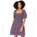 Madewell  smocked dress Lucie Puff short Sleeve Mini Rockfern plaid babydoll Photo 9