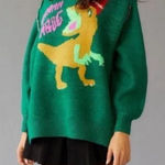 BDG RARE Urban Outfitters Raahh Humbug Dinosaur Holiday Intarsia Sweater Size XSmall Photo 0