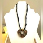 Distressed Two Tone Heart Metal Necklace Silver Photo 1