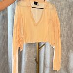 Urban Outfitters Out from Under  Peach Cropped Long Sleeve Shirt size Large Photo 5