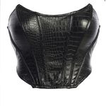 JLUXLABEL  black faux leather crocodile-effect corset top NWT Photo 1