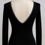 Brunello Cucinelli  Monili Trim Virgin Wool Low Back Long Sleeve Top Dark Gray Photo 1