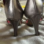 Jeffrey Campbell Vintage by Pewter/Red Ankle Strap 3” Heels Sz 9 Photo 4