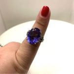FINE STERLING SILVER 925 TOPAZ & TANZANITE STATEMENT RING (8) Purple Photo 10
