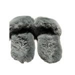 Twelve AM Gray Fluffy Slippers Faux Rabbit Indoor Outdoor Sz 11 Bedroom Shoes Photo 2
