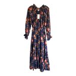 SEA New York Esme Silk Floral Long Sleeve Dress in Navy, Size S, NWT Blue Photo 11