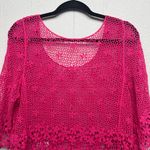 Crochet Cottagecore Gardengirl Beach Chic Bohemian Womens Knit Pullover Medium Pink Photo 7