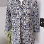 J. McLaughlin  Women’s 3/4 Sleeve Popover 1/4‎ Button Catalina Cloth Tunic Medium Photo 0