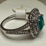 Ring Bomb Party Sz 7RBP Halo W/Green Ice Crystal Rhodium P Costume Jewelry Silver Photo 3