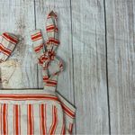 CAbi 6102 small cotton linen coral off white brunch top Photo 3