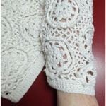 Moda Intl Crochet Button Front Cardigan Womens Med Ivory Medallion Vtg Y2k Retro Photo 12