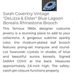 Vintage SARAH COVENTRY Juliana Delizza & Elster Blue Lagoon AB Crystal Brooch Photo 15