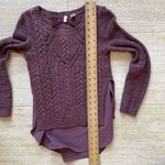 Anthropologie Moth  Portland Cable Knit Sweater Cotton‎ Mauve Purple Women's XS Photo 3