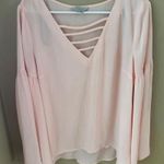 Belle Sky Belle & Sky NWT Women’s Pink Bell Sleeve Blouse Size L Photo 8