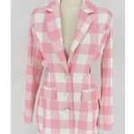 Akira Women's Cut Out Long Sleeve Blazer Dress Pink/White Size Small Chekered Pink Photo 3