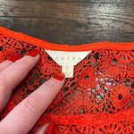 Adiva Womens Floral Crochet Open‎ Knit 3/4 Bell Sleeve Top Red Orange Size Large Photo 7
