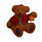 Hallmark Christmas Teddy Bear Pin Brooch Red Jacket Star Holiday Collectible Photo 0