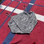 Polly & Esther NWT  zebra print cropped backless top black white v cut Photo 0