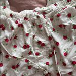Colsie White Pajama Pants with Red Floral Design Medium Photo 5