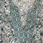 Sigrid Olsen Linen Blouse Size L Teal White Floral Boho Resort Vacation Chic Photo 7