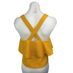 Madewell  Yellow Sleeveless Ruffle Tiered Cross Back Square Neck Tank Top Size S Photo 1
