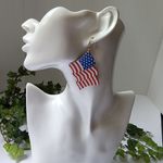 American Flag & Uncle Sam Hat Faux Leather Earrings Red Photo 1