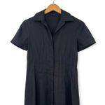 Theory 4 / S SHORT Dress Linen PinTuck Pleating Short Sleeve Button Down Luxury Photo 2