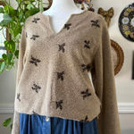 Vtg 90s CD Petites Sz M Cottagecore Chunky Long Sleeve Floral Embroidery Earthy Size M Photo 0