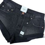 One Teaspoon  Worn Black Bandit Denim Shorts Size 31 NWT Boho Cuffed Black Shorts Photo 8