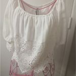 American Rag Cropped White Lace Top S Boho Costal Cowgirl Cottagecore Fairycore Photo 3