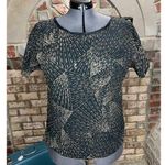1980s top Silver gold black Metallic geometric Size L Photo 0