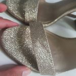 Dream Paris Elegant Gold Block Heel Sandals Size 7.5 Womens Strappy 3 Inch Heels Photo 1