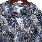 CJ Banks blue and tan paisley print button front jacket size 1X Photo 1
