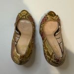 Christian Louboutin  Fontanete Pink and Gold Metallic Snakeskin Peep Toe Pumps 39 Photo 9