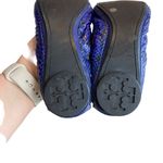 Tory Burch Women’s 7.5 Eddie Embossed Snake Print Flats Royal Blue Slip On Photo 6