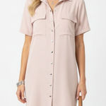 Amanda Uprichard Tan Short Sleeve Snap Front Shirt Dress M Photo 0