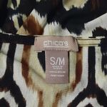 Chico's  Top Blouse Womens Small/Medium Black Brown Kimono Sleeves Oversized Fit Photo 2