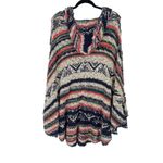 Free People  Bubble Tea Southwestern Drop Sleeve Poncho Style Hooded Sweater M/L Photo 2