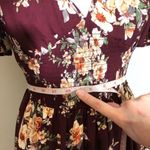 Xhilaration NWOT Burgundy Wine Maroon White Cream Floral Flutter Short Sleeve Mini Dress New Photo 6