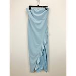 Lulus NEW  After Hours Light Blue Strapless Ruffled Maxi Dress Formal Cocktail M Photo 4