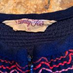 Vanity Fair Vtg  Velour 1/2 Zip Robe Nightgown Navy Blue Embroidered Trim XL Pjs Photo 5