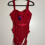 Lovehoney Red Lace Tulle Corset Bodysuit Garter Straps Plus Size 3X 4X Photo 3