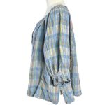 Free People  Oversized Bohemian Gauze Lucy Swing Top in Blue Plaid Size Large Photo 6