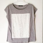 Reserved  Womens Gray & White Sequined T-Shirt•S Photo 0