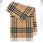 Burberry NWT  Check 100% Cashmere Scarf Tan Beetroot Photo 2