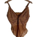We Are Hah Bodysuit Womens XL Brown Lace Sheer Lingerie Intimates Floral Mesh Photo 0