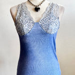 POL Blue Lace Babydoll Tank Top Y2K 2000s Fairycore Coquette Romantic Small Photo 0