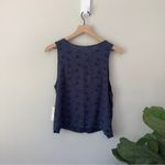 Free People Indigo Combo Tank Top Floral Print Cutout Sleeveless Crinkle Cut Out Photo 2