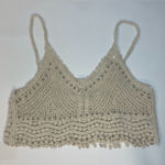 Rebellion Again Y2K Stud Details Chic Crochet Lace Crop Cream Top‎ Size S Photo 0