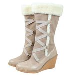 Cole Haan Nike Air Michelle Knit Boots Wedge Heel Cafe Au Lait Suede Cream Pink Photo 0